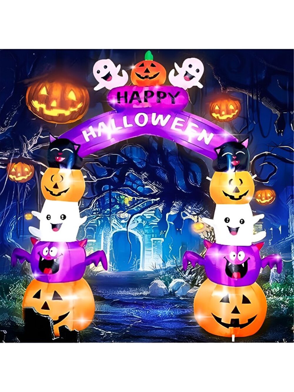 8FT Halloween Stacked Pumpkin Arch Inflatable Decoration